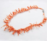 Angel Skin Pink Branch Coral Necklace with Sterling CZ Clasp