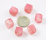 Pink Satin Cube Beads 10mm