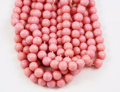 Pink Glass Round Beads 8mm Japanese - Vintage (12)