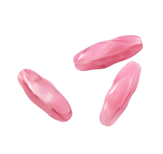 Pink Satin Tube Glass Beads
