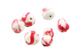 Pink and White Round Beads Glass