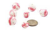 Pink and White Round Lamp Work Beads 