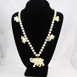 Elephant faux ivory celluloid necklace
