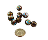 Cloisonne Cobalt Plum Round Beads Vintage Chinese