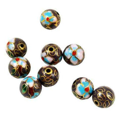 Cloisonne Plum Round Beads Vintage Chinese