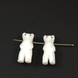 Carved Polar Bear Beads Genuine White Quartz