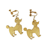 Gold Poodle Screw Back Earrings Mid Century