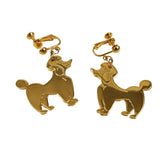 vintage poodle clip on earrings gold