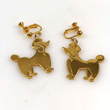 Gold Poodle Screw Back Earrings Mid Century