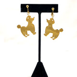 Gold Poodle Screw Back Earrings Mid Century