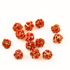 Swarovski 10mm Hyacinth Rhinestone Crystal Balls Gold Plated - 6 beads
