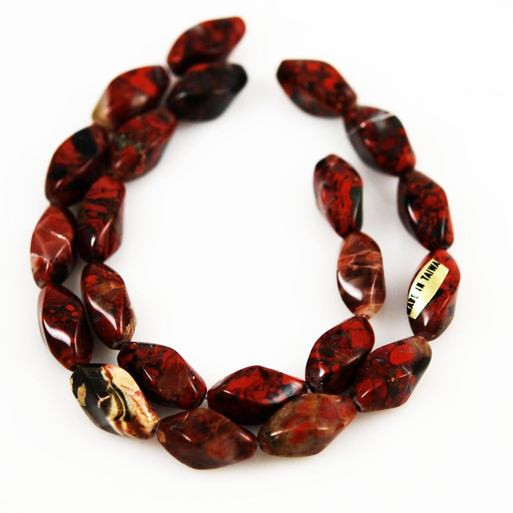 Poppy Jasper Twist Bead Strands