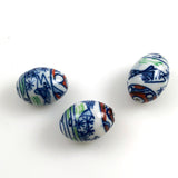 Large Blue & White Porcelain Oval Beads