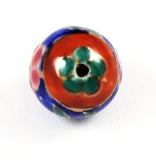 Red and Blue Floral Porcelain Beads