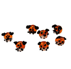 Brown Puppy Lamp Work Beads - 5 beads