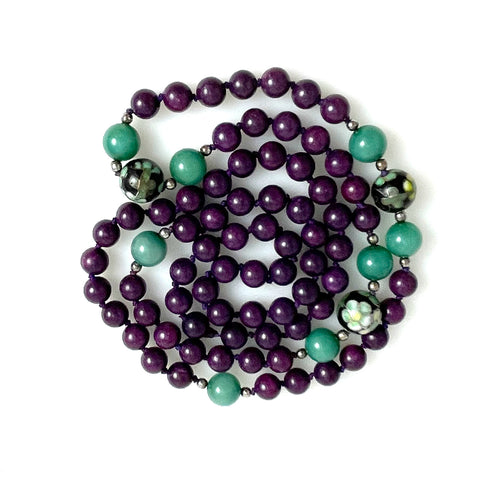 Vintage Purple Beaded Necklace 1950's, 1960's - Vintage Renude
