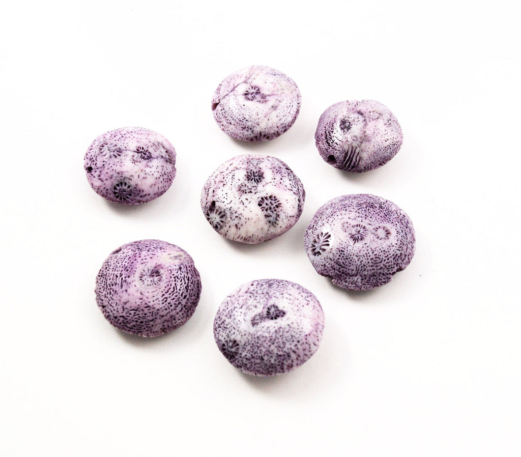 Purple Coral Disk Beads