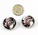 Purple and White Feather Lampwork Beads