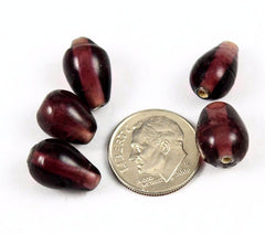 Purple Lamp Work Teardrop Beads (12)