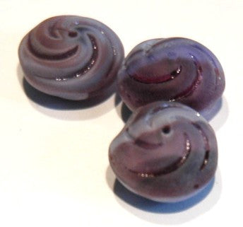 Frosted Purple Swirl Glass Beads