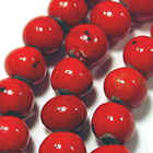 Large Red Raku Ceramic Round Beads 