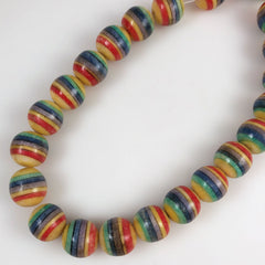 Rainbow Coral Large Round Beads Vintage 1960's Colorful
