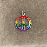 Rainbow Peace Charm Sterling & Enamel