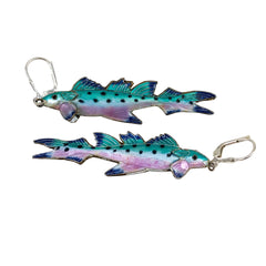 Enamel Rainbow Trout Earrings Sterling