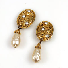 Edouard Rambaud Paris Clip On Pearl Drop Earrings