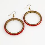Vintage red bone earrings large hoops