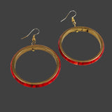 Vintage red bone earrings large hoops