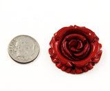 Carved Bone Red Rose Pendant