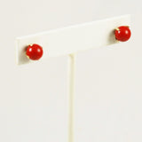 Italian Red Coral 7mm Earrings 14K Gold Posts7