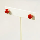 Italian Red Coral 7mm Earrings 14K Gold Posts