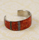 Vintage Red Coral & Stainless Bracelet