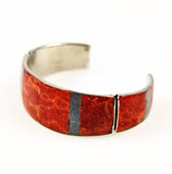 Red Coral & Stainless Bracelet