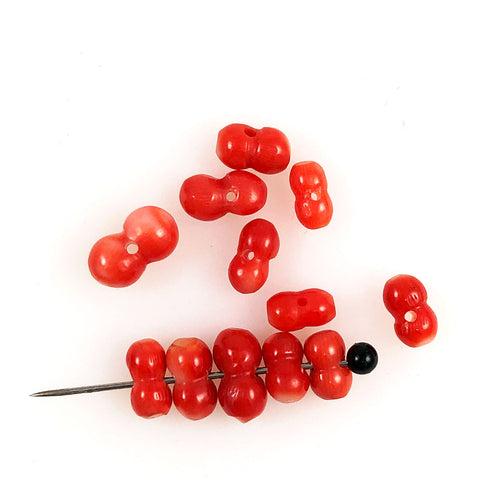 Italian Red Coral Bone Beads - All Natural