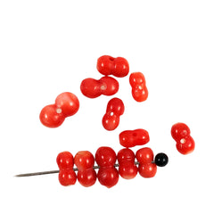 Italian Red Coral Bone Beads - All Natural 12 Beads