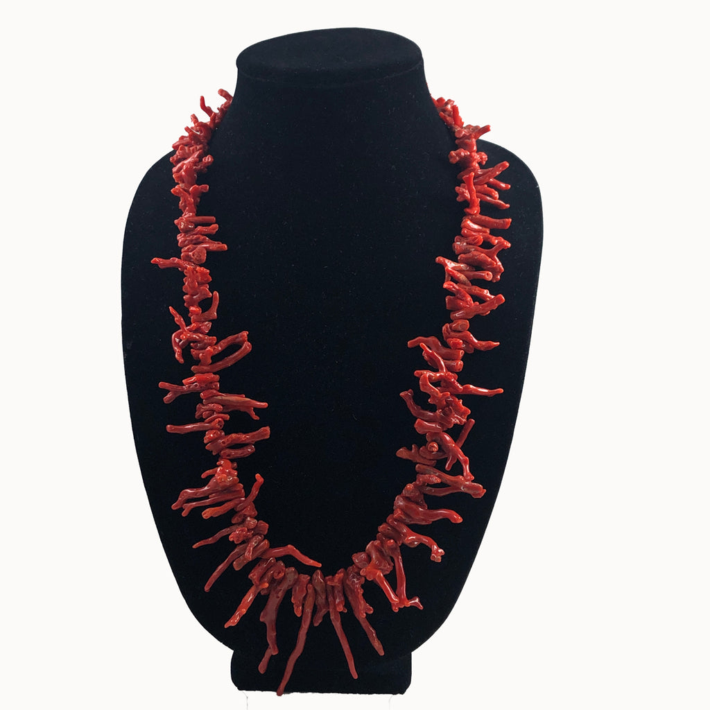 Large AA Italian Oxblood Red Coral Branches Strand 30 inches