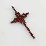 Red Coral Sterling Silver Petit Point Cross Pendant