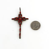 Red Coral Sterling Silver Cross Pendant