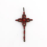 Red Coral Sterling Silver Petit Point Cross Pendant