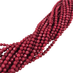 Red Coral Faceted 4mm Round Strands