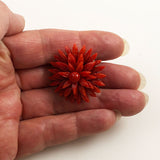 Antique Red Coral Floral Brooch