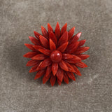 Victorian Red Coral Floral Brooch
