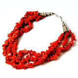 Native American Red Coral & Sterling Necklace by HT Summers