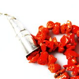 Native American Red Coral & Sterling Cone by HT Summers