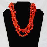 Native American Red Coral & Sterling Necklace by HT Summers