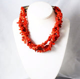 Native American Red Coral & Sterling Necklace by HT Summers