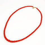 Vintage Red Coral Graduated Necklace 18K Clasp